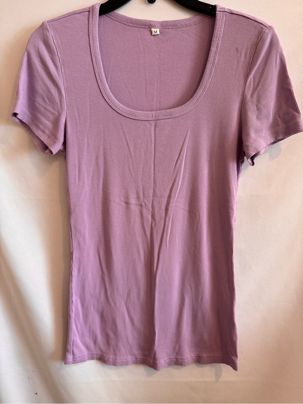 Classic Scoop Neck Ribbed Tee - Lavender